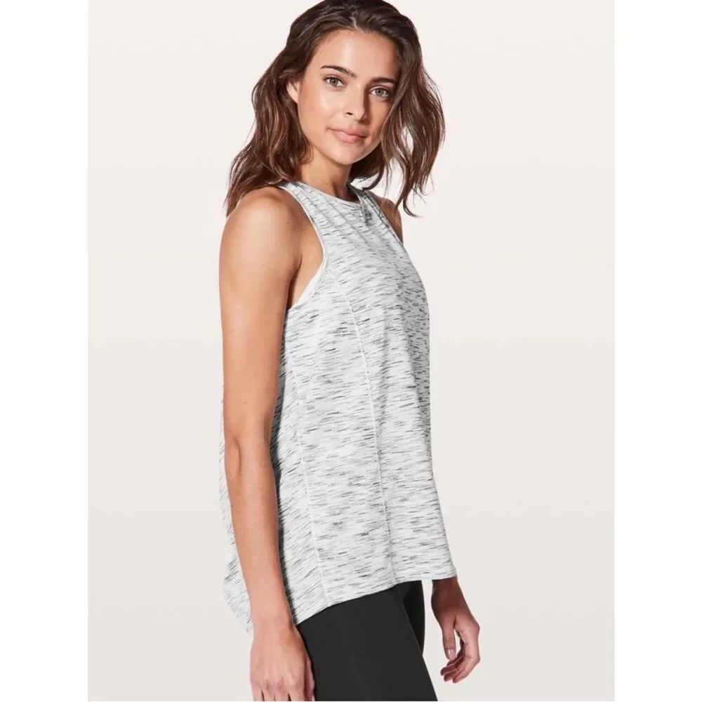Lululemon Heathered Light Gray Low Key Tank Sz 10